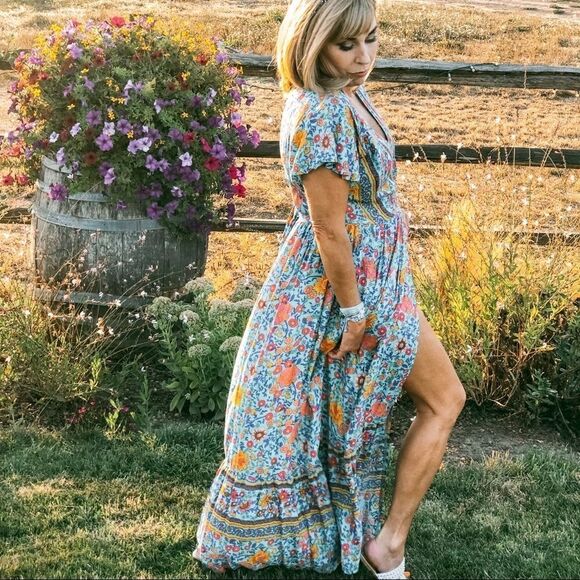 Aly Daly Dresses & Skirts - Teal Wrap Maxi Dress 